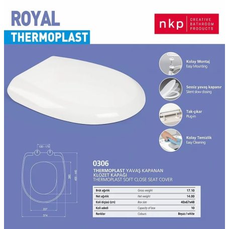 WC ülőke fékes ROYAL fehér 1400g