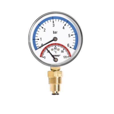 Thermo-manométer alsó csatl. 1/2"x80mm 0-4bar olasz