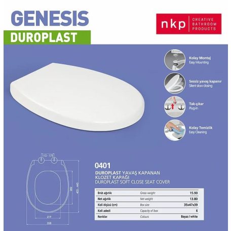 WC ülőke fékes GENESIS fehér 2300g